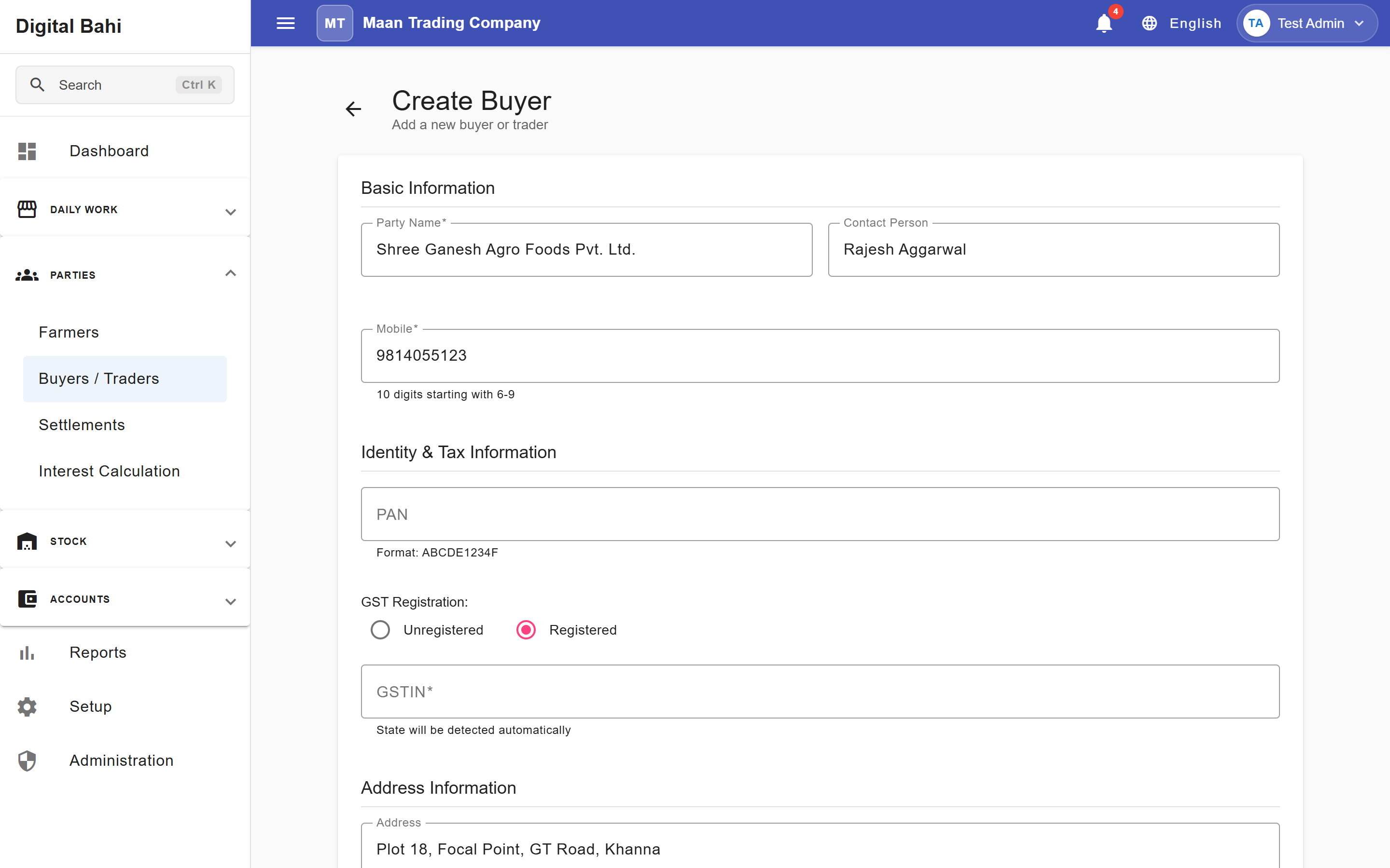Create Buyer Form