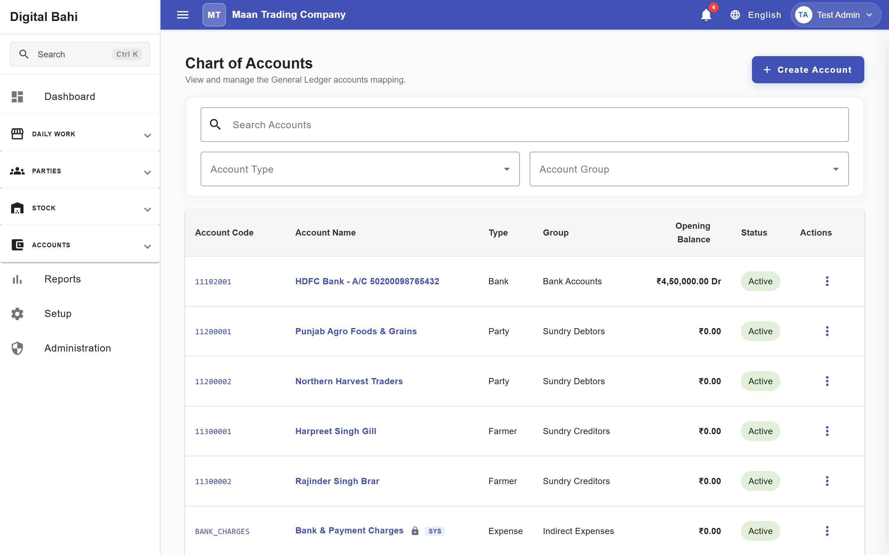 Chart of Accounts