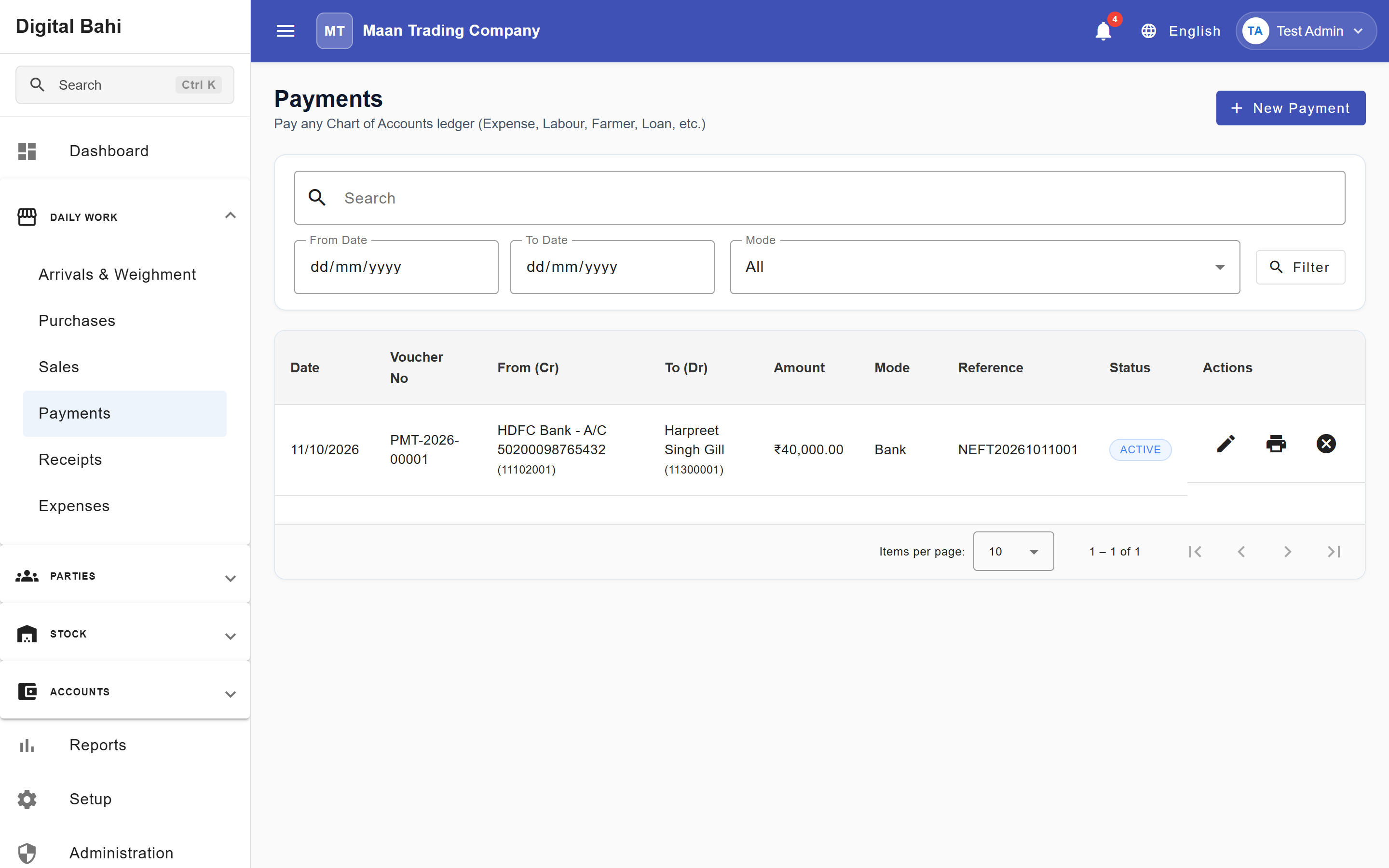 Payments Register