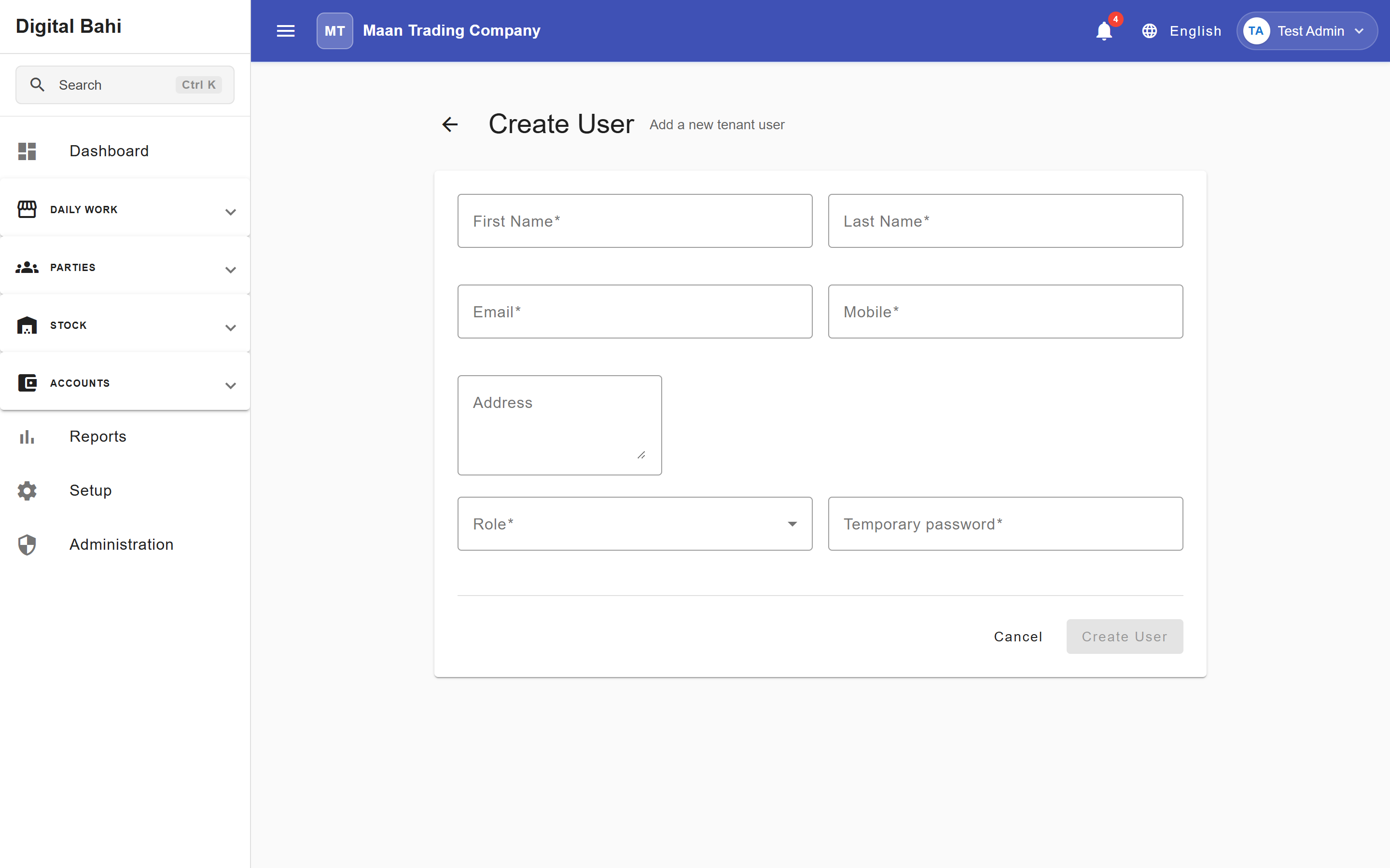 Create User Form