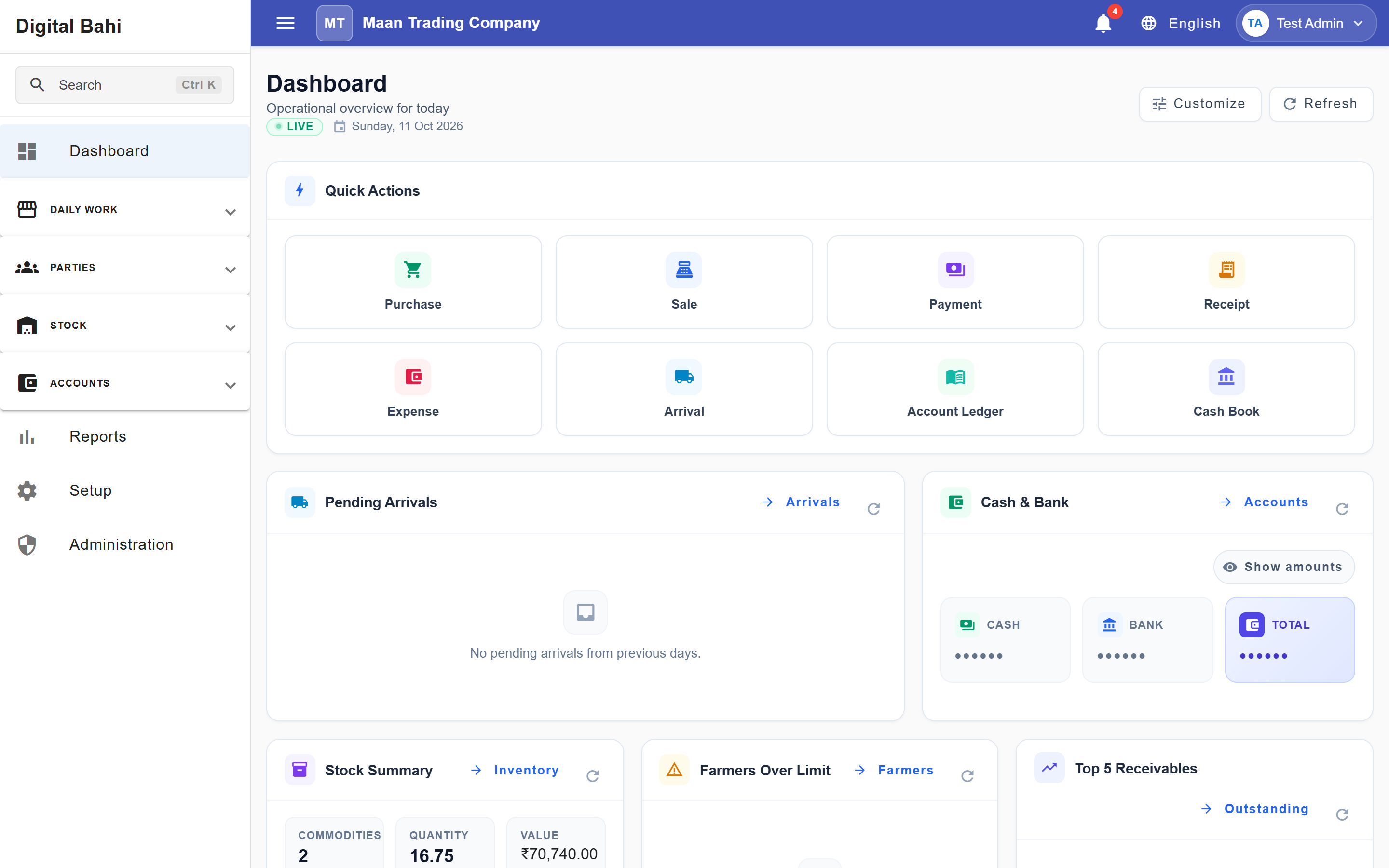 Digital Bahi Workspace Dashboard